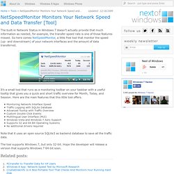 NetSpeedMonitor Monitors Your Network Speed and Data Transfer [Tool]