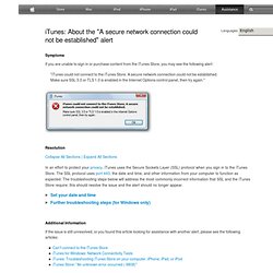 iTunes: About the "A secure network connection could not be established" alert
