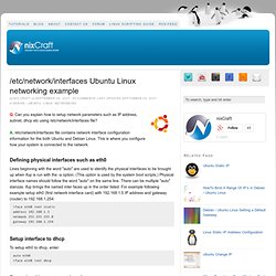 /etc/network/interfaces Ubuntu Linux networking example