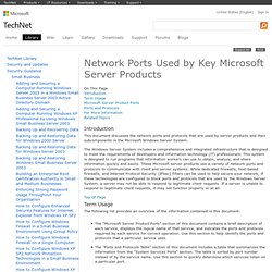Network Ports Used by Key Microsoft Server Products