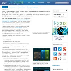 Visual Networking Index Forecast Projects 18-Fold Growth in Global Mobile Internet Data Traffic From 2011 to 2016