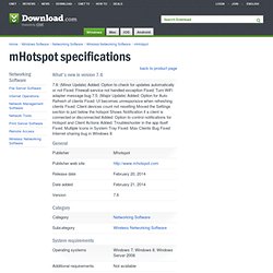 MhotSpot specs and Wireless Networking Software specifications
