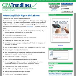 Networking 101: 54 Ways to Work a Room : CPA Trendlines