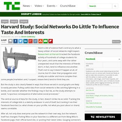 Harvard Study: Social Networks Do Little To Influence Taste And Interests