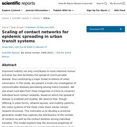 SCIENTIFIC REPORTS 23/02/21 Scaling of contact networks for epidemic spreading in urban transit systems