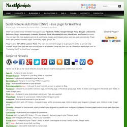 Social Networks Auto Poster {SNAP} - Free plugin for WordpressNextScripts