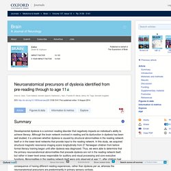 Neuroanatomical precursors of dyslexia identified from pre-reading through to age 11