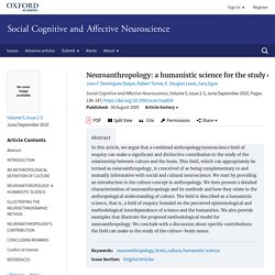 Neuroanthropology: a humanistic science for the study of the culture–brain nexus