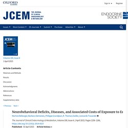 The Journal of Clinical Endocrinology & Metabolism, Volume 100, Issue 4, 1 April 2015, Neurobehavioral Deficits, Diseases, and Associated Costs of Exposure to Endocrine-Disrupting Chemicals in the European Union