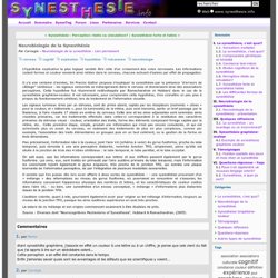 Neurobiologie de la Synesthésie - Synesthesie.info