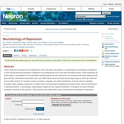 Neuron - Neurobiology of Depression
