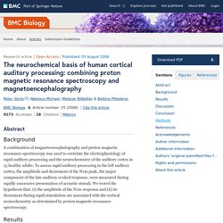 The neurochemical basis of human cortical auditory processing: combining proton magnetic resonance spectroscopy and magnetoencephalography