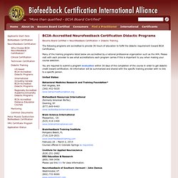 Accredited Neurofeedback Certification Didactic Programs - Biofeedback Certification International Alliance