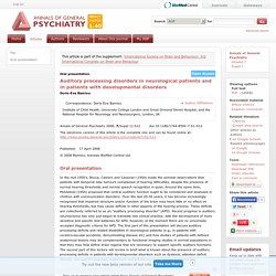 Auditory processing disorders in neurological patients and in patients with developmental disorders