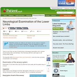 Neurological Examination of the Lower Limbs