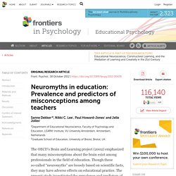 Neuromyths in Education: Prevalence and Predictors of Misconceptions among Teachers