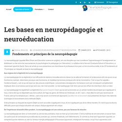 Les bases en neuropédagogie et neuroéducation