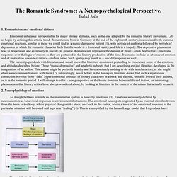 The Romantic Syndrome: A Neuropsychological Perspective