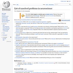 List of unsolved problems in neuroscience