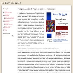 François Ansermet : Neurosciences et psychanalyse