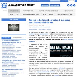 Appelez le Parlement européen à s'engager pour la neutralité du Net