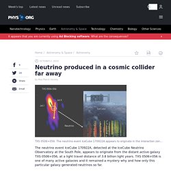 Neutrino produced in a cosmic collider far away