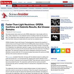 Faster-Than-Light Neutrinos: OPERA Confirms and Submits Results, But Unease Remains