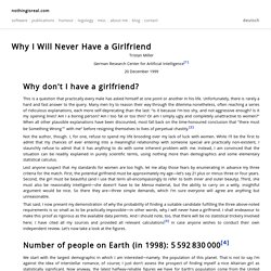 Why I Will Never Have a Girlfriend - nothingisreal.com - StumbleUpon