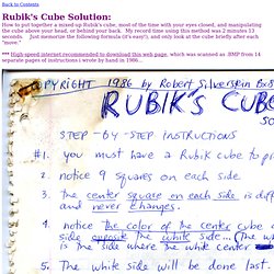 Instructions Rubik&#039;s Cube
