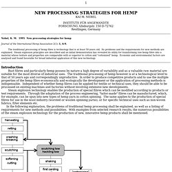 New Processing Strategies For Hemp
