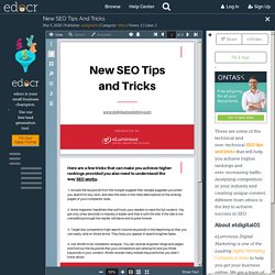New SEO Tips And Tricks