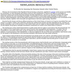 Newlands Resolution Annexing the Hawaiian Islands to the United States