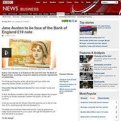 Jane Austen to be face of the Bank of England £10 note