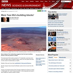 Mars 'has life's building blocks'