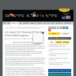 U.S. News' 2017 Ranking Of The Best Online MBA Programs