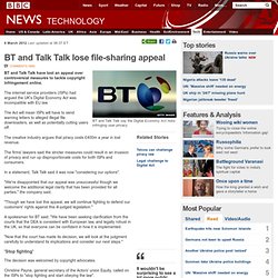 BT and Talk Talk lose file-sharing appeal