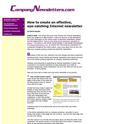Online Newsletter Ideas & Tips: How to create an effective, eye-catching Internet newsletter
