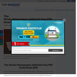 The Hindu Newspaper editorial Free PDF Download 2018, E Paper News Online