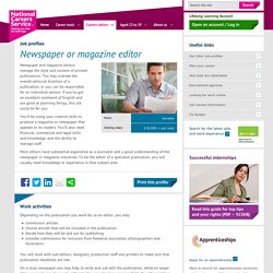 Newspaper or magazine editor job information