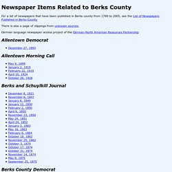 Newspaper Clippings Related to Berks County Pennsylvania