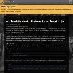 NextGen Gallery hacks: The lesser known $nggdb object « ariom.id.au