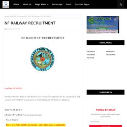 NF RAILWAY RECRUITMENT