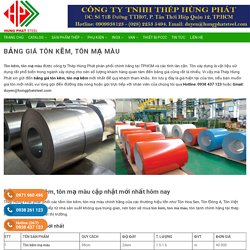 Bảng giá tôn kẽm, tôn mạ màu mới nhất - Hùng Phát Steel