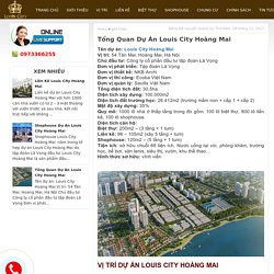 Tổng Quan Dự Án Louis City Hoàng Mai