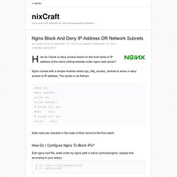 Nginx Block And Deny IP Address OR Network Subnets