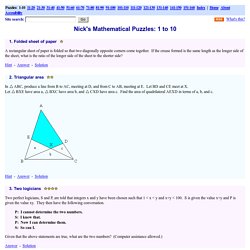 Nick's Mathematical Puzzles: 1 to 10