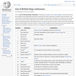 List of British bingo nicknames
