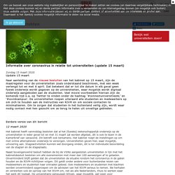 VSNU - update Coronavirus Nieuwsbericht
