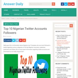 Top 10 Nigerian Twitter Accounts Followers