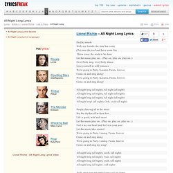 All Night Long Lyrics - Lionel Richie
